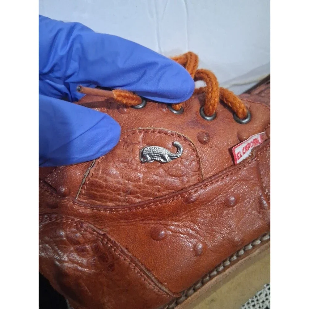Vintage El Caporal Kids Leather Handcrafted Boots, Ostrich Crocodile Sz 1.5 Y